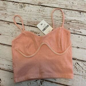 Forever 21 Salmon Peach Bustier Crop Top XS - NWT Ribbed Knit Coquette Soft Girl